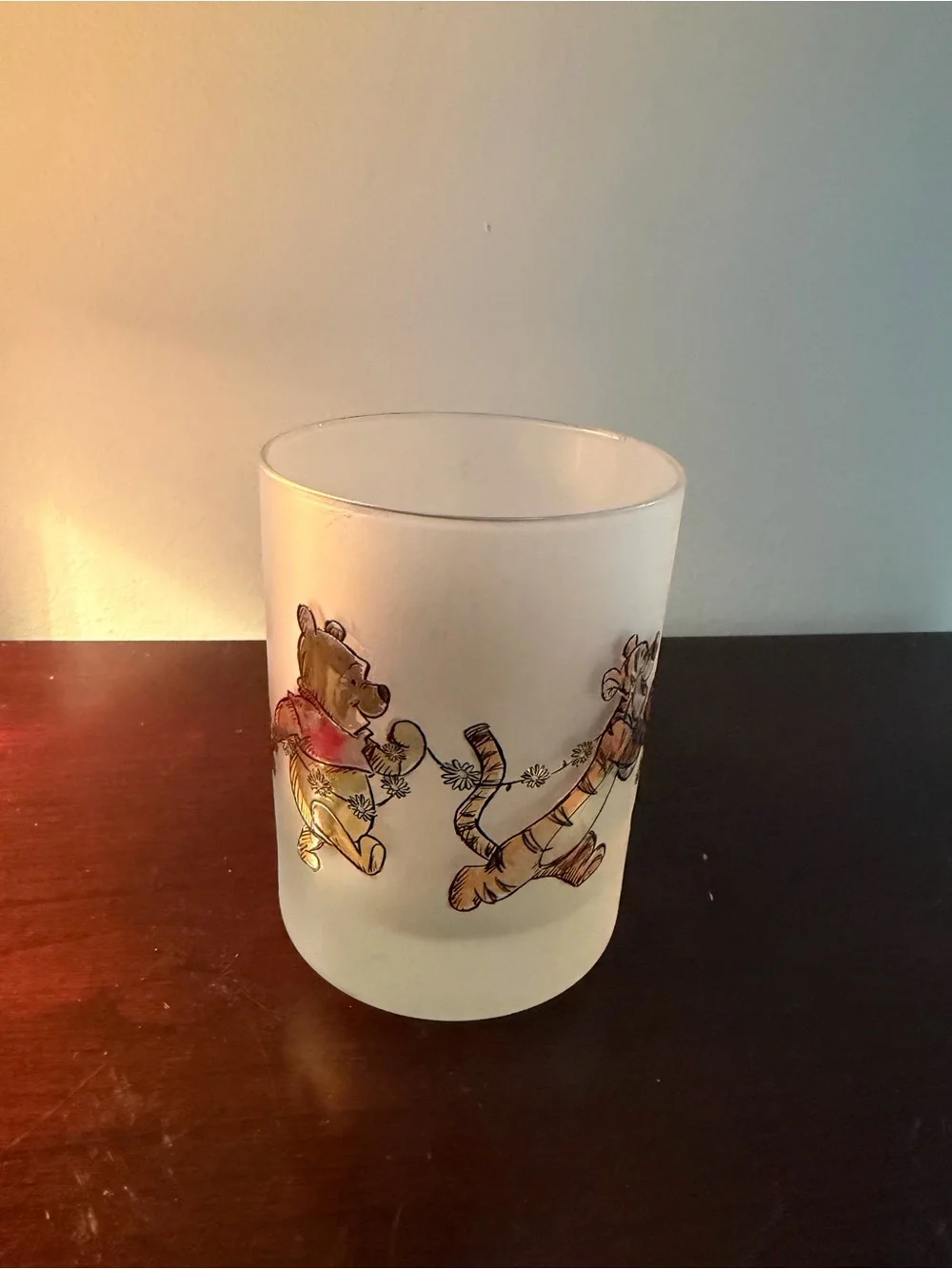 Disney Winnie the Pooh Frosted Glass Tumbler Eeyore Piglet Tigger Cup